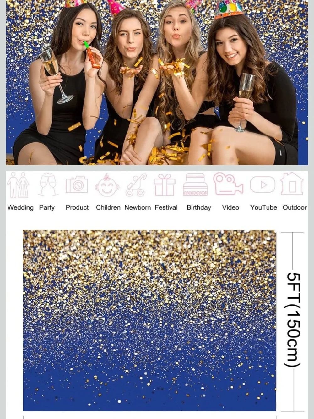 Celebration photo backdrop! 7x5. Blue table decor also included.